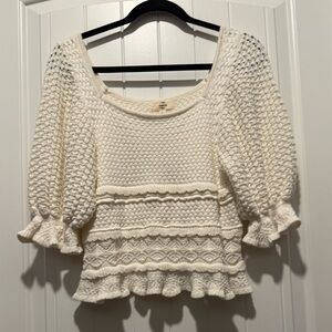 Entro Cream Textured Knit Sweater